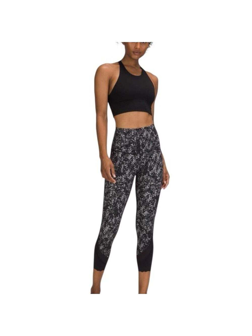Lululemon Wunder Under Crop 23” 8 Scalloped Hem High Rise Luxtreme Black Yoga